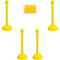 Global Equipment Mr. Chain Heavy Duty Plastic Stanchion Kit With 2"x50'L Chain, 41"H, Yellow, 4 Pack 71302-4